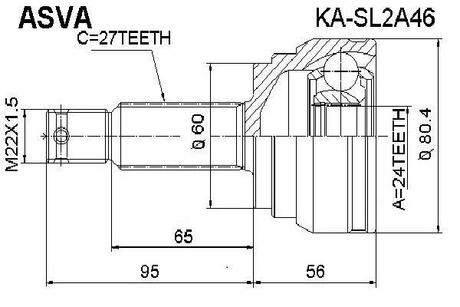 KA-SL2A46 ASVA (AKITAKA) Ремкомплект наружного ШРУСа