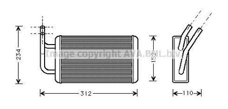 FDA6215 AVA COOLING Радиатор отопителя FORD: TRANSIT TRANSIT (E_) 2.0i/2.5Di/2.5TD/2.5TDi 91-00, TRANSIT TOURNEO 2.0i/2.4D/2.5Di/2.5TD 94-00 (версия VISTEON/AC-)