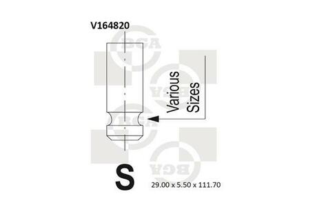 V164820 BGA КЛАПАН ВПУСКНОЙ MITSUBISHI LANCER/SPACE STAR 1.6 - 1.6 16V 01-