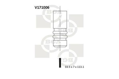 V171006 BGA КЛАПАН 33.5x7x113.1 IN ALFA/FIAT/LAN 1.6-2.4 (937A1/AR/182A2/B3/B7/183A1/192A2/A4) 94-