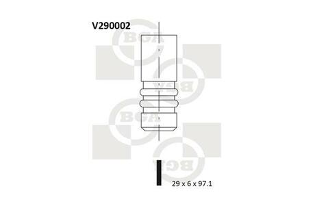 V290002 BGA КЛАПАН 29x6x97.2 OPL ASTRA G/OMEGA B/VECTRA B/C/ZAFIRA 2.0-2.2DTI 16V 96-05 IN