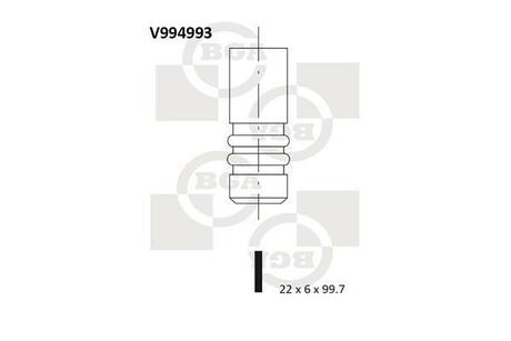 V994993 BGA КЛАПАН 22x6x99.7 FRD FIESTA IV 1.25 16V 95-02 EX