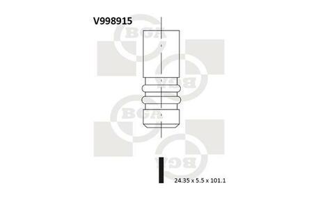 V998915 BGA КЛАПАН 24.4x5.5x101.1 EX CIT C2/C3/C4/PGT 206/307/1007 1.4 16V (KFU(ET3J4)) 04-