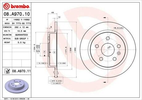 08.A970.11 BREMBO Диск тормозной