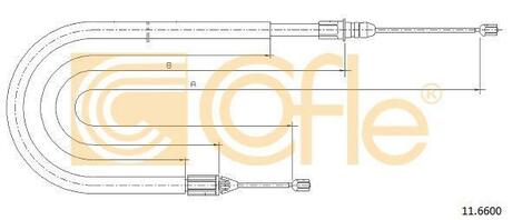 11.6600 COFLE Трос стояночного тормоза RENAULT: CLIO 1,5DCi 7/01- 1378/1101 mm