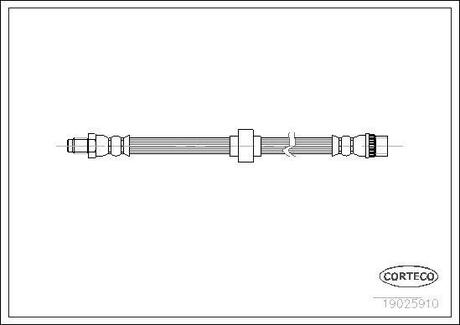 19025910 CORTECO Шланг тормозной RENAULT: ESPACE III 1.9 dTi/2.0/2.0/2.0 16V/2.2 12V TD/3.0 96-02