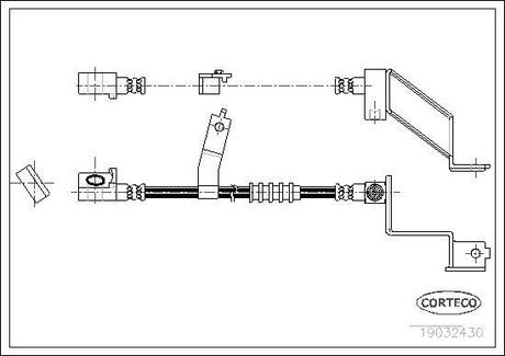 19032430 CORTECO Шланг тормозной CHRYSLER: VOYAGER III 2.0 i/2.4 i/2.5 TD/3.0/3.3 i/3.8 i AWD 95-01