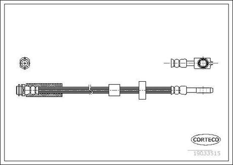 19033515 CORTECO Шланг тормозной AUDI: A2 1.2 TDI/1.4/1.6 FSI 00-05