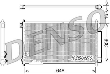 DCN40009 DENSO Радиатор кондиционера HONDA: ACCORD VII (CL/CN) 2.2i-CDTi mtr. N22A1 04-08, ACCORD TOURER VII (CM/CN) 2.2i-CDTi mtr. N22A1 04-08 (с осушителем)