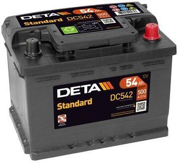 DC542 DETA Аккумуляторная батарея 54Ah DETA STANDARD 12V 54AH 510A ETN 0(R+) B13 242x175x175mm 14.2kg