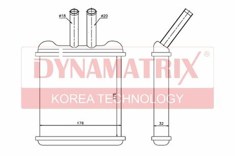 DR76502 DYNAMATRIX-KOREA Радиатор отопителя салона