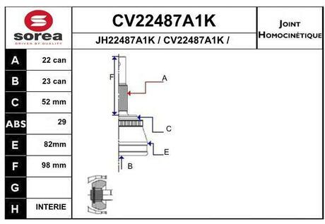 CV22487A1K EAI Шарнирный комплект, приводной вал