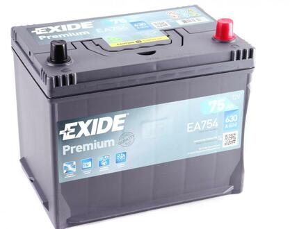 EA754 EXIDE Аккумулятор EXIDE PREMIUM 12V 75AH 630A ETN 0(R+) B9 272x170x225мм 18.9kg