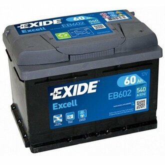 EB602 EXIDE Аккумуляторная батарея 60Ah EXIDE EXCELL 12V 60AH 540A ETN 0(R+) B13 242x175x175mm 14.1kg