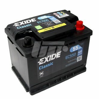 EC550 EXIDE Аккумулятор EXIDE CLASSIC 12V 55AH 460A ETN 0(R+) B13 242x175x190mm 14.83kg