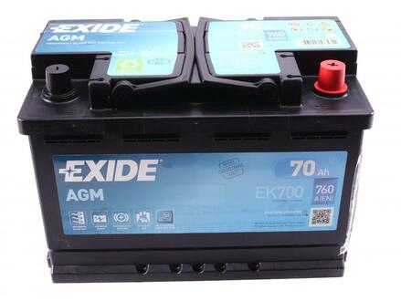 EK700 EXIDE Аккумулятор EXIDE MICRO-HYBRID AGM 12V 70AH 760A ETN 0(R+) B13 278x175x190мм