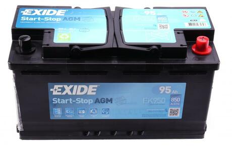 EK950 EXIDE Аккумуляторная батарея 95Ah EXIDE Start&Stop AGM 12V 95AH 850A ETN 0(R+) B13 353x175x190mm 26kg