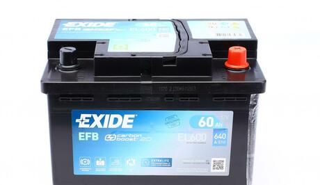 EL600 EXIDE Аккумулятор EXIDE Start&Stop EFB 12V 60AH 640A ETN 0(R+) B13 242x175x190мм