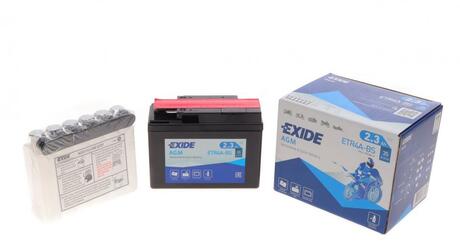 ETR4A-BS EXIDE Аккумулятор для мототехники EXIDE AGM 12 V 2.3 AH 30 A ETN 4 B0 115x50x85mm 1kg