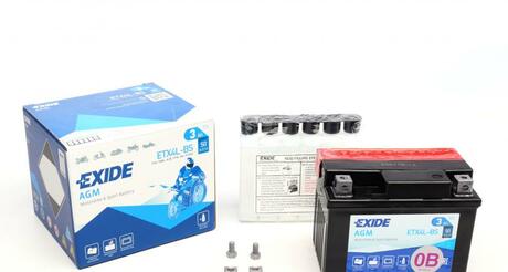 ETX4L-BS EXIDE Аккумулятор для мототехники EXIDE AGM 12 V 3 AH 50 A ETN 0 B0 115x70x85mm 1.5kg