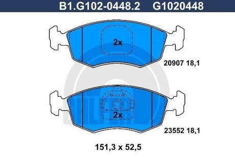 B1-G102-0448-2 GALFER Колодки тормозные дисковые /комплект 4 шт/