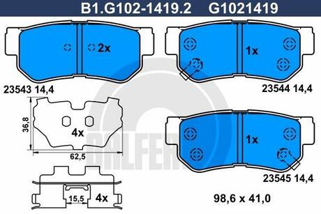 B1-G102-1419-2 GALFER Колодки тормозные дисковые /комплект 4 шт/