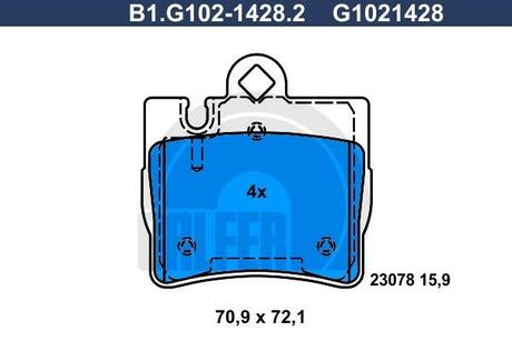 B1-G102-1428-2 GALFER Колодки тормозные дисковые /комплект 4 шт/