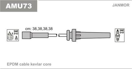 AMU73 Janmor Комплект проводов зажигания CHRYSLER: PT CRUISER 2.0/2.4 00-, PT CRUIZER GT 2.4 03-, SEBRING 2.0/2.4 01-, VOYAGER lll 2.4 00-