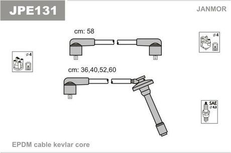 JPE131 Janmor Комплект проводов зажигания TOYOTA: AVENSIS 98-, CARINA E 94-