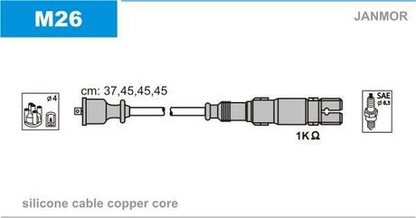 M26 Janmor Комплект проводов зажигания MERCEDES BENZ: A/B-CLASS 1.5/1.7/2.0 04-
