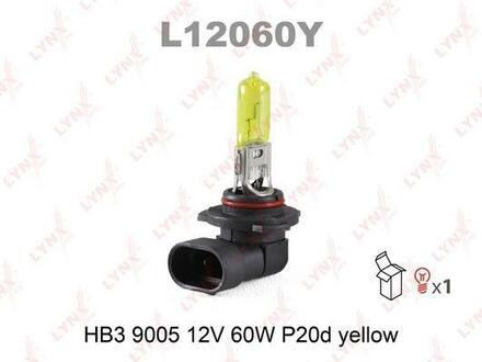 L12060Y LYNXauto Лампа галогенная HB3 9005 12V 60W P20D YELLOW