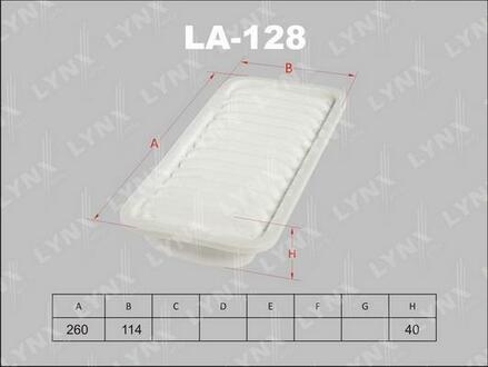LA-128 LYNXauto Фильтр воздушный TOYOTA Vitz 1.0 99>, 1.3 05>, Platz 1.0 99-05