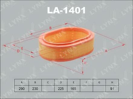 LA-1401 LYNXauto Фильтр воздушный RENAULT Logan 1.4-1.6 04>/Clio II 1.4 98-05/Megane I 1.4 96>