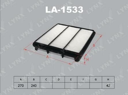 LA-1533 LYNXauto Фильтр воздушный CHEVROLET Epica 2.0-2.5 06>, Evanda 2.0 05>