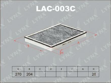 LAC-003C LYNXauto Фильтр воздушный салонный угольный