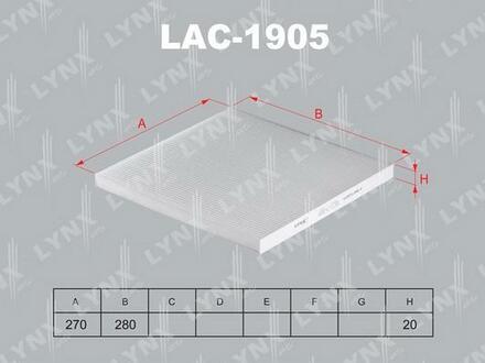 LAC-1905 LYNXauto Фильтр салонный угольный