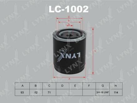 LC-1002 LYNXauto Фильтр масляный двс