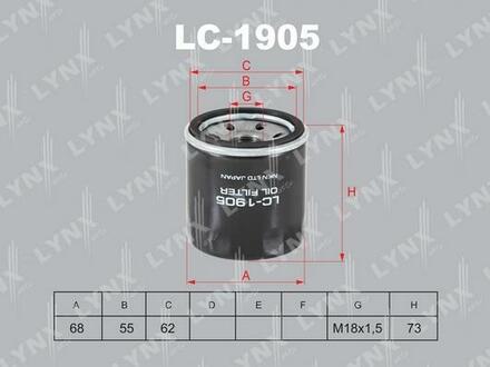 LC-1905 LYNXauto Фильтр масляный CHEVROLET Aveo 1.2 08>, Spark 0.8-1.2 05>