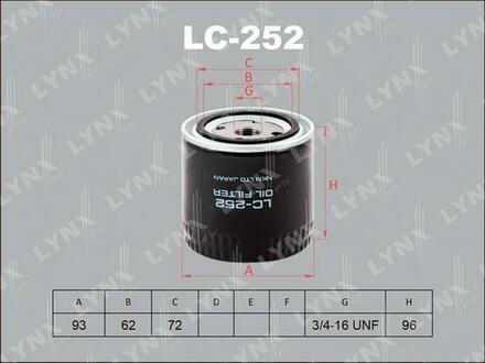LC-252 LYNXauto Фильтр масляный