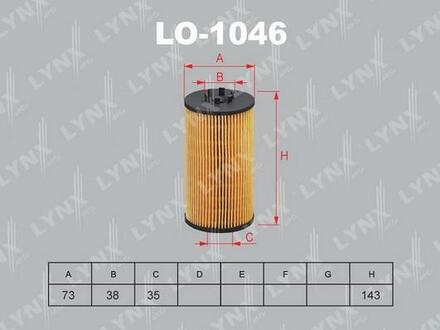 LO-1046 LYNXauto Фильтр масляный AUDI S4 4.2 03-08, A6 4.2 04-06, A8 3.7-4.2 02-10 Allroad 4.2 02-05, VW Phaeton 4.2 03>