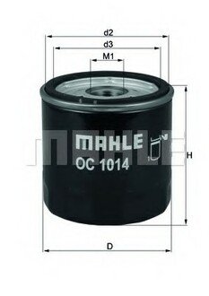 OC1014 MAHLE / KNECHT Фильтр масляный VOLVO: S60 II 10-, S80 II 06-, V60 10-, V70 III 07-, XC60 08-