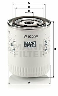 W 930/20 MANN Масляный фильтр MANN