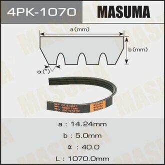 4PK-1070 MASUMA 4PK-1070_ремень поликлиновой! 4PK1070 \ Iveco Eurotech/Eurotrakker/Stralis, Renault Clio 90-98