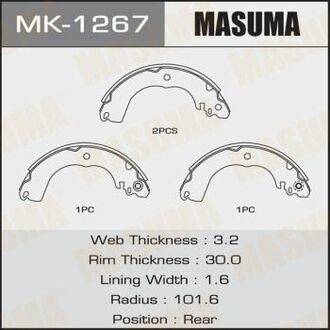 MK-1267 MASUMA MK-1267_колодки барабанные!\ Nissan Tiida All 07>