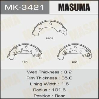 MK-3421 MASUMA MK-3421_колодки барабанные!\ Ford Fiesta 1.3i-1.4TDCi 01>