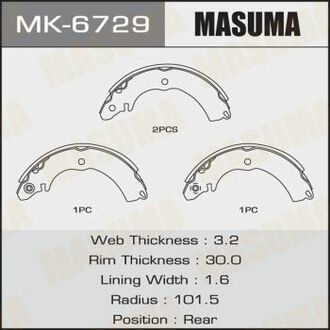 MK-6729 MASUMA MK-6729_колодки барабанные!\ Mitsubishi Lancer Cedia CS/CT00>