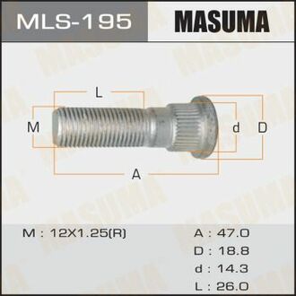 MLS-195 MASUMA ШПИЛЬКА КОЛЕСНАЯ MASUMA OEM_43222-70T00 NISSAN УП.