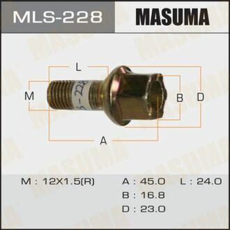 MLS-228 MASUMA MLS-228_болт крепления колеса !M12x1.5x45\ Audi 80 <86, VW Golf/Passat <99