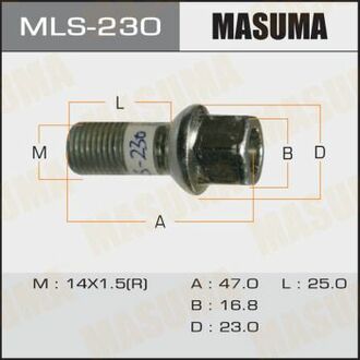 MLS-230 MASUMA MLS-230_болт крепления колеса !M14x1.5x47\Audi 80/100/A2-A8 80>,VW Golf 92>