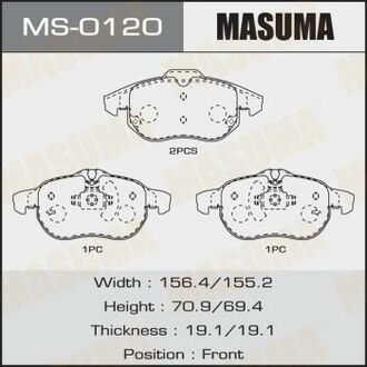MS-0120 MASUMA MS-0120_колодки дисковые п.!\ Opel Vectra C/Signum 1.8i-2.2DTi 02>